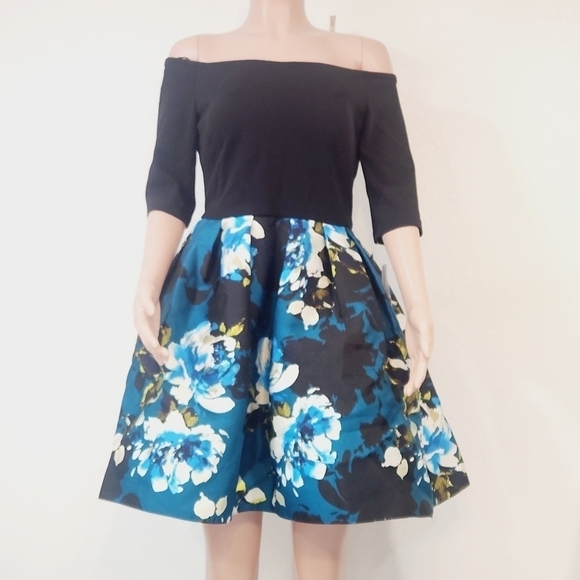 Betsy & Adam Dresses & Skirts - BESTY & ADAM Caipirinha Cocktail Blue & Black Mini Dress With Pockets Size 10